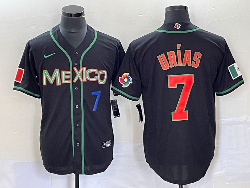 Men 2023 World Cub Mexico #7 Urias Black red Nike MLB Jersey9
